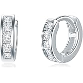 PDTJMTG Huggie Earrings Sterling Silver Cubic Zirconia 15mm Hypoallergenic Hoop Earrings for Men Women