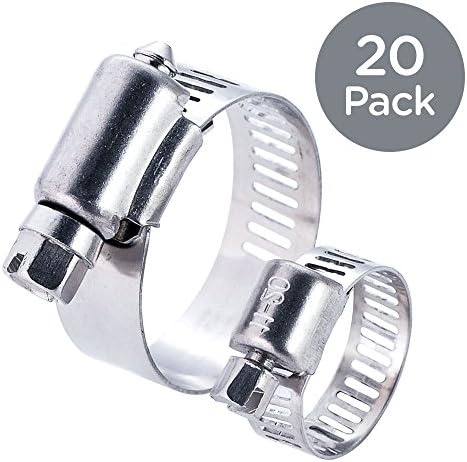 HomeDone Worm Gear Hose Clamp 5/16 Inch and 1/2 Inch, Stainless Steel, 20-Pack