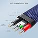 SUNGUY Flat Tangle Free USB Type C Charging & Data Sync Cable Fabric Braided Cord Compatible for Samsung Galaxy S9 Plus Note 8 Tab,Alcatel Idol 5,OnePlus 6 5T,Razer Phone and More (6ft*3)