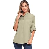 Womens Sun Protection Safari Shirts UPF 50+ UV Long Sleeve Outdoor Cool Quick Dry Fishing Hiking Shirts