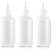 Bar5F Hair Color Applicator Bottles, 3-Pack, 6 Ounce | Translucent Squeeze Dropper Bottle, Measuring Scale, BPA Free