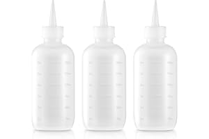 Bar5F Hair Color Applicator Bottles, 3-Pack, 6 Ounce Translucent Squeeze Dropper Bottle with Measuring Scale, BPA Free, Ideal for Salon, Oil, Hair Coloring, Scalp Treatment, Taming & Styling