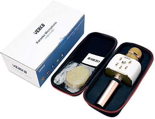 VERKB Karaoke Microphone, 2000mAh Light Gold Bluetooth Karaoke Machine KTV for Home Party or Gift