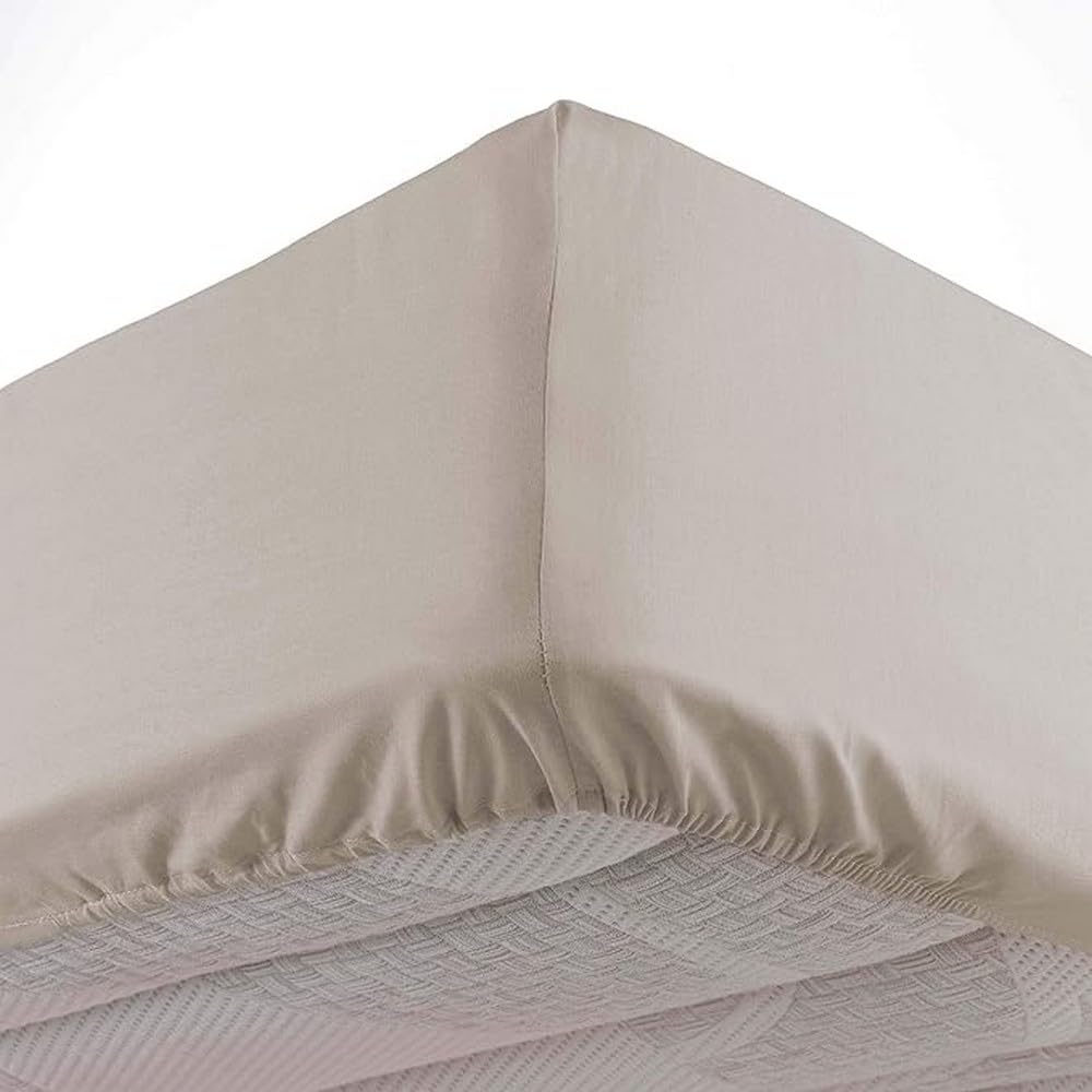 Douceur d'Intérieur Single Fitted Sheet, 90 x 190 cm, Microfibre, Plain, Oscar Natural, 100% Polyester