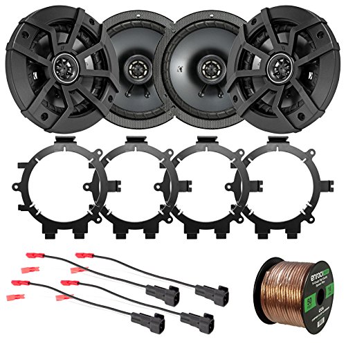 4X Kicker 600-Watt 6.5" 2-Way Black Car Speakers with Enrock Speaker Mounting Brackets and Wire Harness Compatible with Select 1996-2009 GM Full Size SUV Car Vehicles and 16 Gauge Speaker Wire