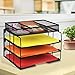 ProAid Mesh Office Desk Organizer 3-Tier Stackable Letter Tray Organizer Sorter with 3 Compartments, Black