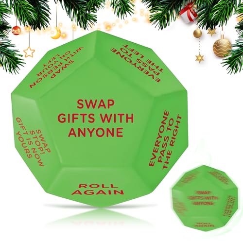 kykake 2025 New-Santa Swap Gift Exchange Dice,3 * 3in Exchange Gifts Family Game,Stocking Stuffers for Men Women, Anniversary Christmas Birthday Gifts for Men Women, Large Dice Party Gifts for Xmas