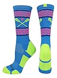 MadSportsStuff Chevron Girls Lacrosse Socks with Lacrosse Sticks Athletic Crew Socks