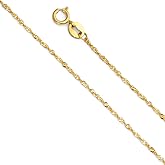 Ioka - 14K Solid Gold 0.9mm Singapore Chain Necklace For Women with Spring Ring Clasp