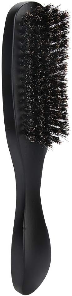 yuytee Beard Brush Natural Bristle Long Handle Wood Mustache Comb for Men Black