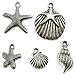 CrazyPiercing 30 Starfish, Seashell Charms Lot Silver Tone (30 PCS)