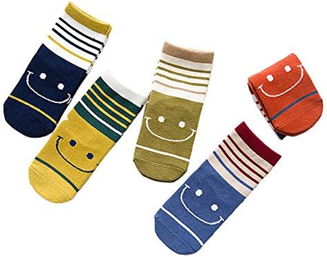 FQIAO Children Socks 1-3 Years Cotton 5 Packs Stripe Colorful Boy Girl Thick Sock S Size Winter Autumn