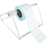 Sticker Roll Holder for Rolls and Fanfold Labels, Label Holder for Thermal Printer, Sticker Dispenser, Sticker Holder for Home,Office,Study,Small Business Essentials (1 Tier Acrylic Label Roll Holder)