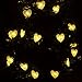 dephen Solar Warm White Chirstmas Lights 20ft 30 LED Heart Shaped String Lights Waterproof Fairy Lights for Valentine's Day Birthdays Anniversaries Wedding Garden Party Patio Yard Decoration