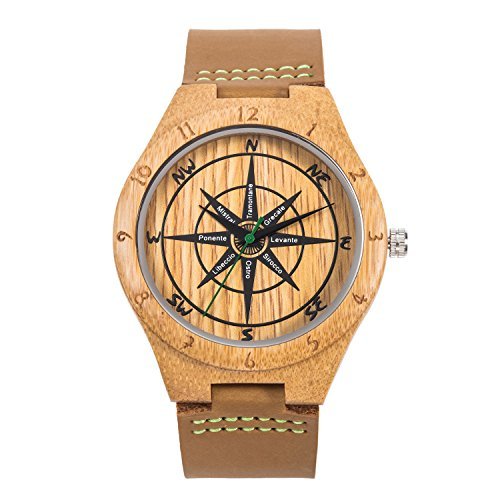 wooden watch leather strap