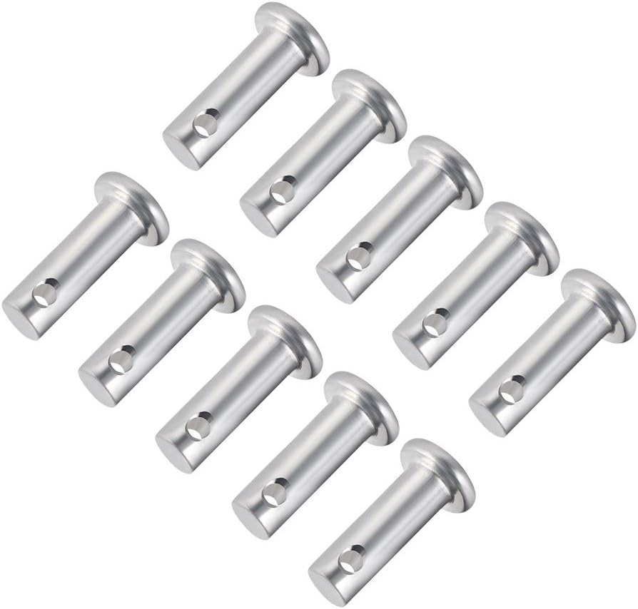 sourcing map Single Hole Clevis Pins,6mm x 16mm Flat Head Zinc-Plating Steel 10 Pcs, Silver