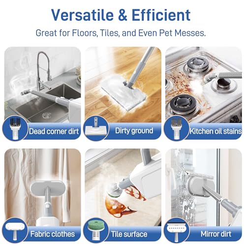 Ariceck FV07 Multifunctional Steam Mop | 6-in-1 Deep Cleaning System | 15 Second Heating | Removes 99.9% of Bacteria and Mites | Suitable for Hardwood and Tile Floors | Heating in 15s | Removes 99.9% of Bacteria and Mites | Suitable for Hardwood and Tile Floors