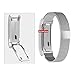 Fitbit Alta Band, UMTETE Fully Magnetic Closure Clasp Mesh Loop Milanese Stainless Steel Replacement Accessory Bracelet Strap with Metal Frame for Fitbit Alta Fitness Tracker Silver