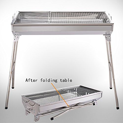OUEVA Charcoal Barbecue Grill, Foldable and Portable Stainless Steel Charcoal Grill Barbecue Outdoor BBQ Grill