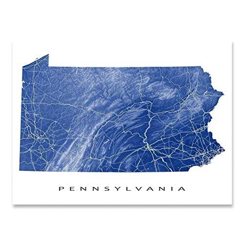 Amazon.com: Pennsylvania Map Wall Art Print 8x10, Pennsylvania Home ...