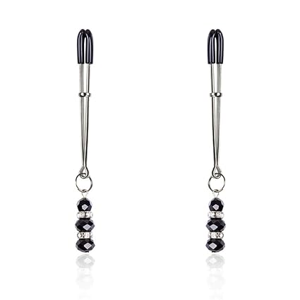 Ofliery Sexspielzeug für Erwachsene Glasperlen Nippel Clip Gold Klitoris Clip Brustclip (Color : Silver)