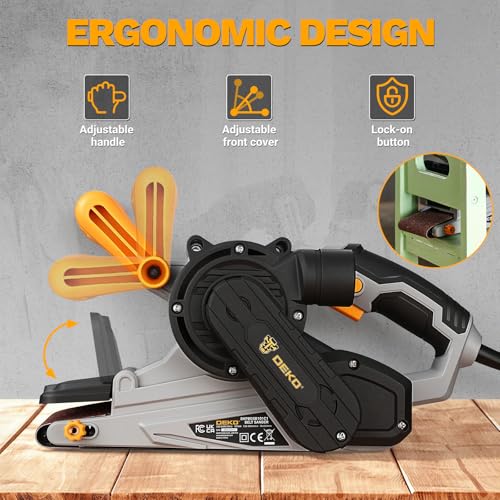 Belt Sander Corded: DEKOPRO 8.4A Belt Sander with Dust Bag & 2 Metal C Clamps, 1010W 3×21-Inch Power Belt Sanders with Variable-Speed Control for Woodworking