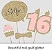 Fully Assembled Sweet 16 Birthday Photo Booth Props - Set of 30 - Pink & Gold Selfie Signs - 16th Party Supplies & Decorations - Cute 16th Bday Designs with Real Glitter - Did We Mention No DIY