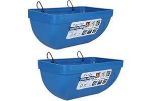 HaoZer 2 Packs, Chicken Feeder, Goat Feeding Trough with Clip, Hanging Poultry Feeding Equipment, Used as Poultry Feeding Trough for Chickens, Ducks, Goats, Deer, Geese, and Dogs (Blue)