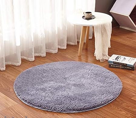 Amazinggirl Tapis Shaggy Design Moderne Rond Pour Chambre Denfant Chambre à Coucher Salle De Bain Salon Coureur Lavable Intérieur Couleurs Au