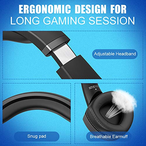 BENGOO GM7 Gaming Headset Headphones for PS4, Xbox One, PC Controller Surround Sound Over Ear Headphones with Noise Canceling Microphone, LED RGB Light On-Line Volume for Laptop Mac PS3 Playstation - Thumbnail 2