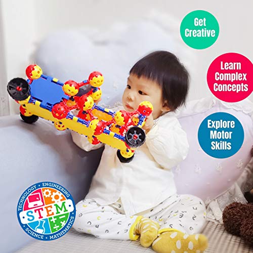 Litian STEM Learning Toys 160 Pieces Set, Building Bricks Creative DIY Engineering Construction Building Blocks Kids Educational Toy Set for Boys and Girls Ages 3+