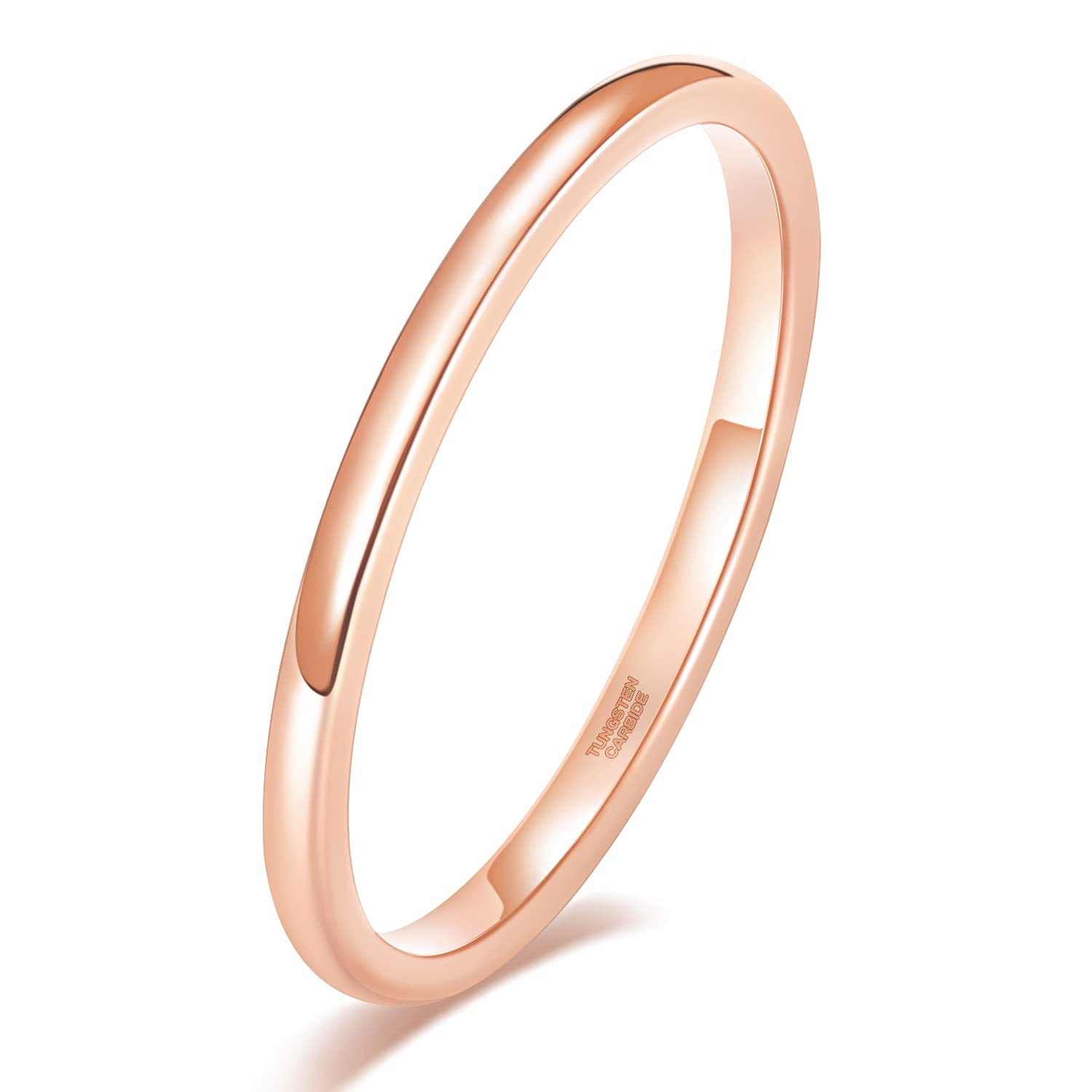 SHINYSO 2mm 4mm 6mm Tungsten Carbide Ring Dome Polished Wedding Band for Men Women Silver/Gold/Rose Gold Comfort Fit Size 4-13