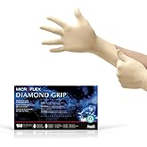 Ansell MICROFLEX Diamond Grip MF-300 Disposable Latex Gloves for Automotive, Healthcare, Machinery Industries - Med, Natural (Box of 100)