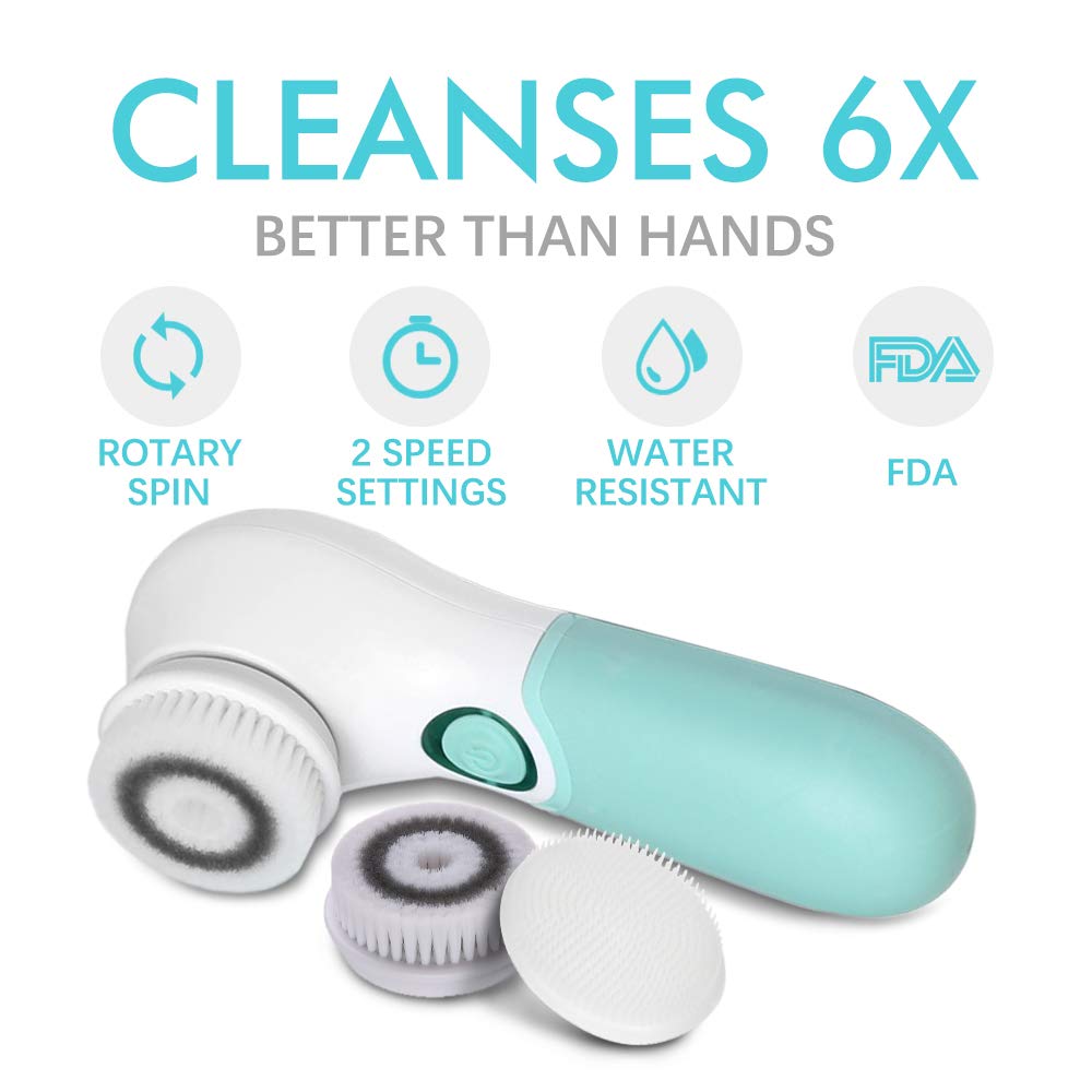 TOUCHBeauty Facial Cleansing Brush with Travel Case Deep Pore Spin Brushes for Oil/Sensitive/dry Skin, Waterproof Skin Cleansing Exfoliating Massaging Device Battery Powered TB-14838: Beauty
