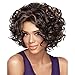Alan Hair Fashion Dark Brown Color Short Wavy Curly Wigs, High-Temperature Synthetic Fiber Wig for African American Women