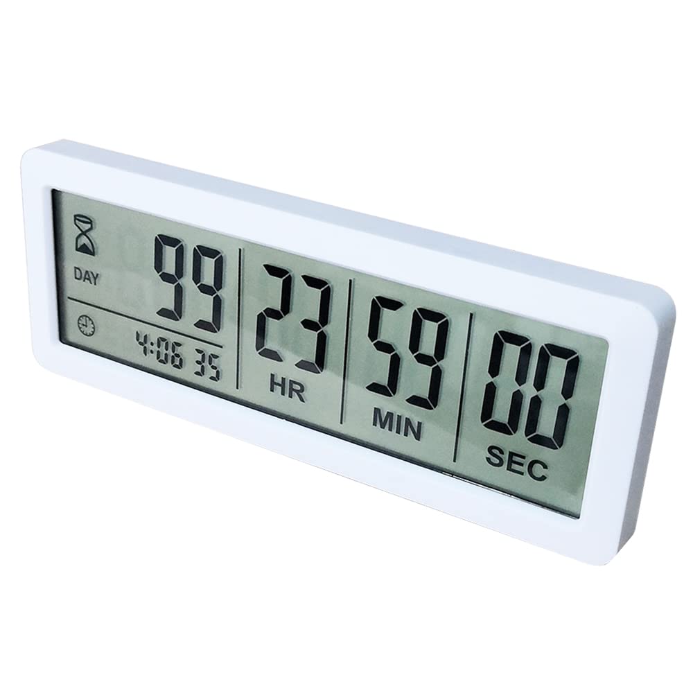 MOSTRUST Digital Countdown Days Timer - White Upgraded Big 999 Days Count Down Clock with Stand Strong Magnetic Back for Vacation Retirement Wedding Holiday (M220)