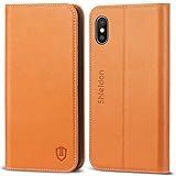 iPhone X Case, iPhone 10 Wallet Case, SHIELDON Genuine Leather Magnetic Flip Folio Cover with Credit Card Holder, Kickstand, Money Pouch and TPU Interior Case for iPhone X / 10 (5.8