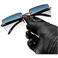 Turquoise Gradient Tint Rimless Men Women Gold Frame Rectangle Sun Glasses Vintage Woodgrain Square Shades 90s Retro Unisex Hip Hop Frameless Stylish Designer Wood Arm Sunglasses