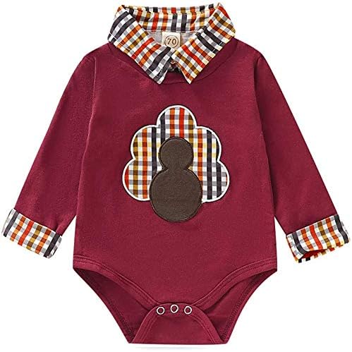 Baby Boy Thanksgiving Turkey Clothes Plaid Stand Collar Long Sleeve Romper Gentleman Jumpsuit Brown 0 6 Months Buy Online At Best Price In Uae Amazon Ae