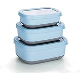 Lille Home Leak Proof Salad Container Stainless for Lunch - Snack Containers Steel - Ideal for Educational Settings & Daycare - Nesting Trio with Silicone Lids - 47oz+30oz+16oz - Blue