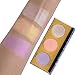 UCANBE 3 Colors Duo-chrome Highlighter Palette Shimmer Sparkle holographic Highlighting Pallet Long Lasting Face Eyes Body Illuminating Powder Glow Kit