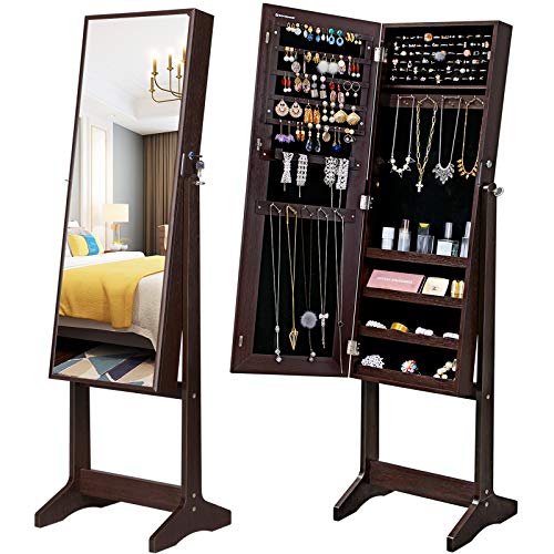 SONGMICS Mirrored Jewelry Armoire, Standing Full Body Larger