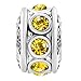 LuckyJewelry Filigree Charm Yellow Crystal November Birthstone Spacer Round Beads Fit Charms Bracelet