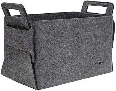 DuneDesign Basket 25L Grey Fabric Storage Box 37cm Foldable Sturdy Handles