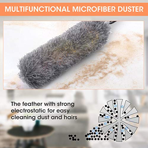 Microfiber Dusters for Cleaning with Telescoping Extension Pole (30-100 inches) Scratch-Resistant Cover, Bendable, Washable, Detachable, Lint Free Dusters for Cleaning Ceiling Fan, Blinds, Cobwebs - Thumbnail 5