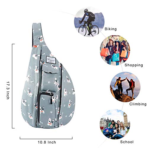 KAMO Sling Backpack - Travel Rope Bag Crossbody Pack for Women Men Teens - Waterproof Outdoor Shoulder Backpack for Trekking Bicycle Sport Hiking Camping