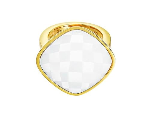 Esprit Damen-Ring Edelstahl rhodiniert Glas Glaskristall impressive white weiß