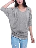 Allegra K Women's Cut out Shoulder Bat Sleeve Blouse