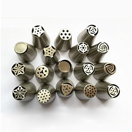 JXULE Russian Flower Icing Piping Nozzles Cake Decorating Tips Baking Pastry Tool(Pack of 17)