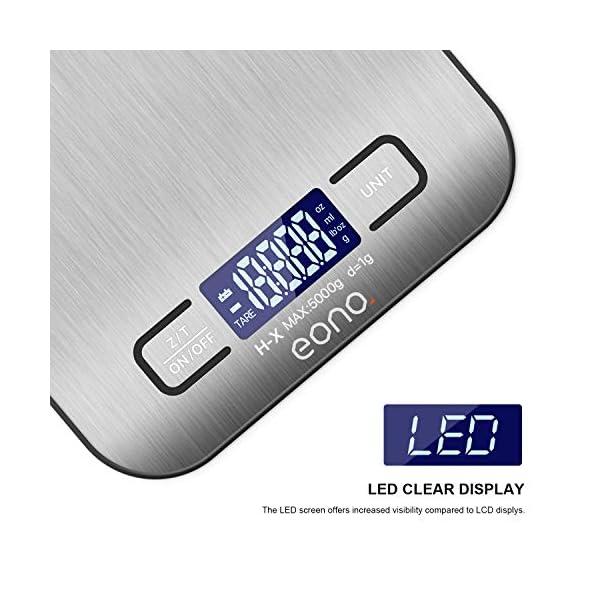 Amazon-Brand-Eono-Digital-Kitchen-Scale-Premium-Stainless-Steel-Food-Scales-Weight-Grams-and-Oz-for-Baking-and-Cooking-5KG1g Amazon Brand - Eono Digital Kitchen Scale, Premium Stainless Steel Food Scales Weight Grams and Oz for Baking and…